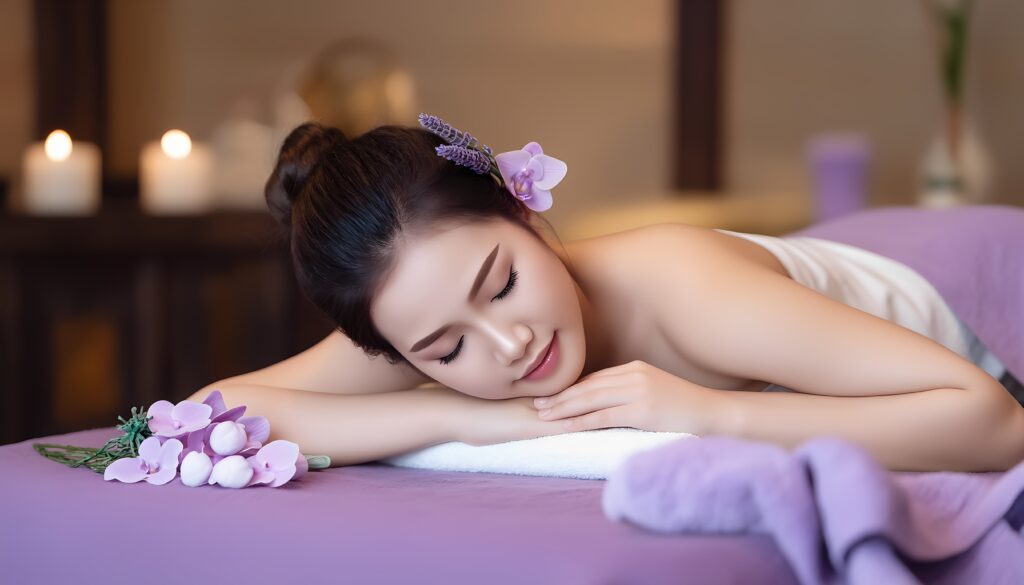 Kvinne får avslappende aromaterapi-massasje hos The Lavender Thai Massage i Lillestrøm
